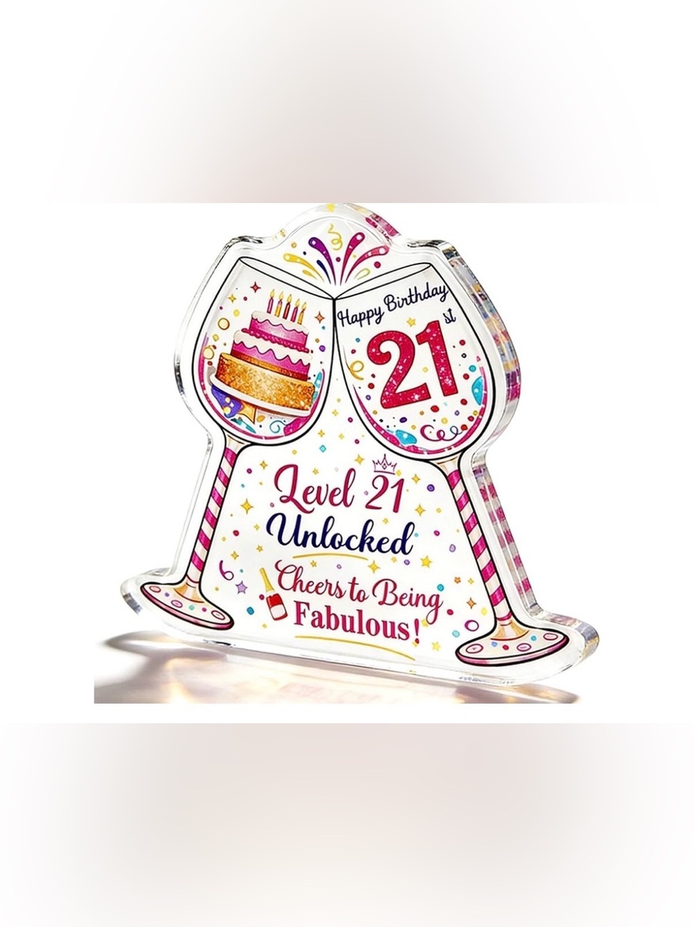 New- 21st bday decor- Level 21 Unlocked Acrylic Birthday Plaque - Pink & Gold